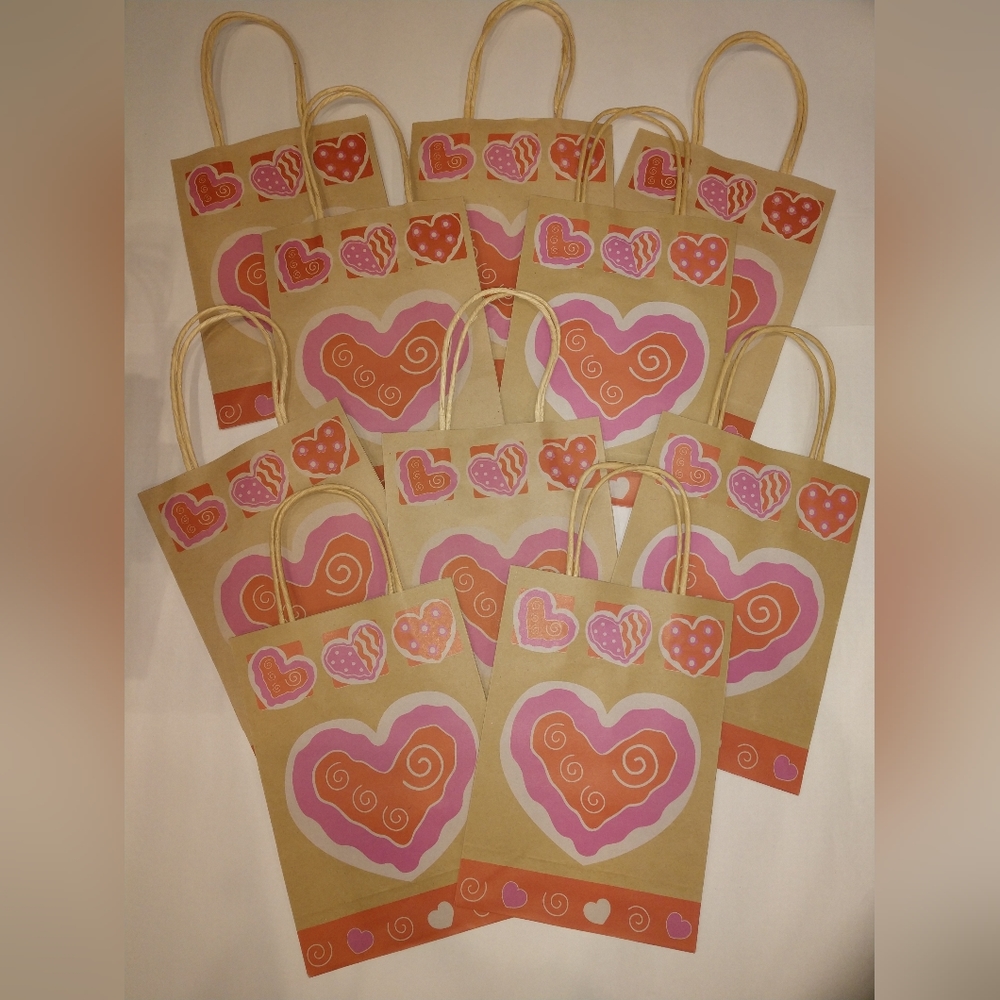 10 holiday treat bags featuring "icing sugar cookie 💗 hearts" theme, paper NEW